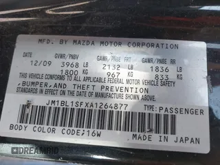 2010 Mazda 3 i Touring with VIN JM1BL1SFXA1264877, listed as a IAAI auction lot 41569702 with 222,285 mi miles and . Bid and sale history available at DreamBid. Image 9.