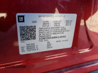 2021 Chevrolet Traverse Premier with VIN 1GNEVKKW8MJ146562, listed as a Copart auction lot 73495002 with 24,420 mi miles. Bid and sale history available at carsss.com. Image 14.