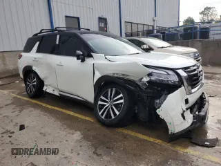 2023 Nissan Pathfinder Platinum with VIN 5N1DR3DK0PC277403, listed as a Copart auction lot 59861525 with 22,966 mi miles and Non repairable. Bid and sale history available at DreamBid. Image 4.