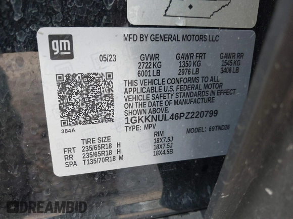 2023 GMC Acadia SLT z VIN 1GKKNUL46PZ220799, wystawiony jako IAAI lot #42414343 z przebiegiem 44 035 mil mil oraz . Historia ofert i sprzedaży dostępna na DreamBid. Obrazek 9.