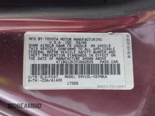 1996 Toyota Camry DX z VIN 4T1BG12K3TU662835, wystawiony jako IAAI lot #42060645 z przebiegiem 195 600 mil mil oraz . Historia ofert i sprzedaży dostępna na DreamBid. Obrazek 9.
