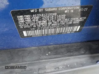 2023 Subaru WRX Premium с VIN JF1VBAF64P9815203, выставлен на аукционе IAAI как лот 42486767 с пробегом 30 985 миль миль и . История ставок и продаж доступна на DreamBid. Изображение 9.