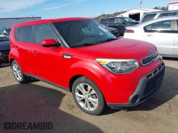 2015 Kia Soul + with VIN KNDJP3A56F7780002, listed as a IAAI auction lot 41457141 with 1 mi miles. Bid and sale history available at carsss.com. Image 1.