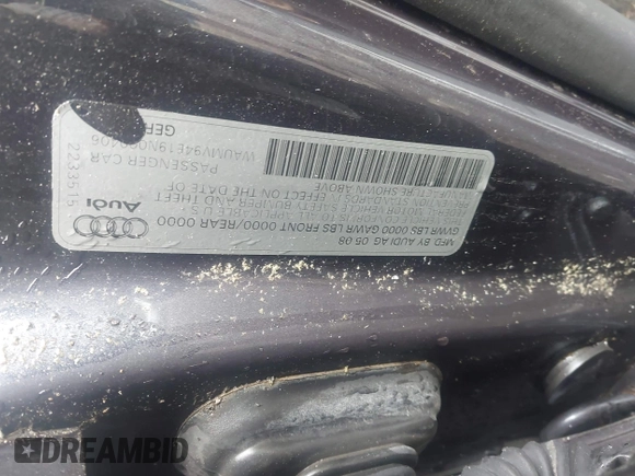 2009 Audi A8 4.2L z VIN WAUMV94E19N000406, wystawiony jako IAAI lot #42264086 z przebiegiem 145 992 mil mil oraz . Historia ofert i sprzedaży dostępna na DreamBid. Obrazek 9.