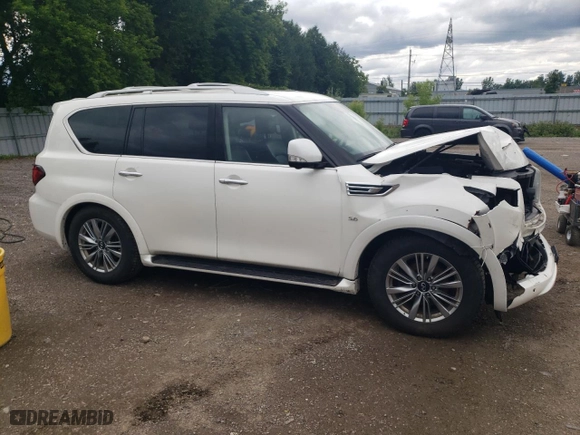 2018 Infiniti QX80 with VIN JN8AZ2NE7J9194411, listed as a Copart auction lot 58327864 with 0 mi miles and Salvage Title. Bid and sale history available at carsss.com. Image 4.