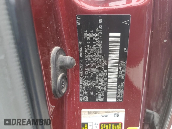 2011 Toyota Sienna XLE AAS with VIN 5TDYK3DC1BS140593, listed as a Copart auction lot 60745595 with 447,394 mi miles and Salvage title. Bid and sale history available at DreamBid. Image 12.