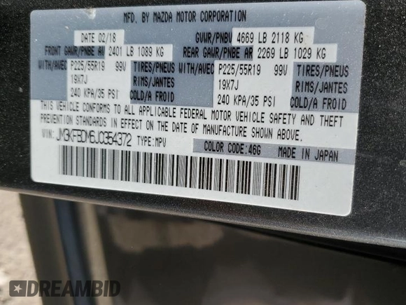 2018 Mazda CX-5 Grand Touring with VIN JM3KFBDM6J0354372, listed as a Copart auction lot 51337615 with 72,609 mi miles and Salvage Title. Bid and sale history available at carsss.com. Image 14.