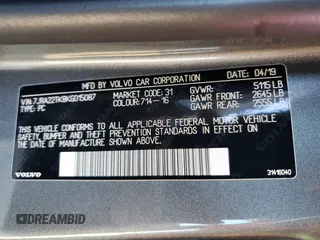 2019 Volvo S60 Momentum with VIN 7JRA22TK8KG015087, listed as a Copart auction lot 40616913 with 25,728 mi miles. Bid and sale history available at carsss.com. Image 14.