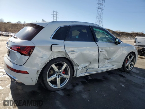 2021 Audi SQ5 Prestige with VIN WA1C4AFY4M2042115, listed as a Copart auction lot 49074035 with 41,302 mi miles and Salvage title. Bid and sale history available at DreamBid. Image 3.