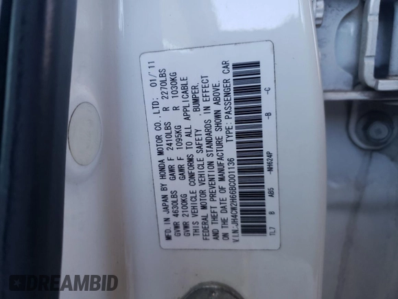 2011 Acura TSX Technology z VIN JH4CW2H66BC001136, wystawiony jako Copart lot #87818875 z przebiegiem 183 279 mil mil oraz Czysty tytuł • Clean title. Historia ofert i sprzedaży dostępna na DreamBid. Obrazek 12.