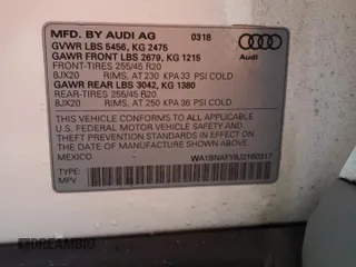 2018 Audi Q5 Premium Plus with VIN WA1BNAFY8J2160317, listed as a Copart auction lot 66857742 with 0 mi miles. Bid and sale history available at carsss.com. Image 10.