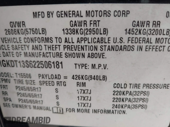 2002 GMC Envoy SLT with VIN 1GKDT13S622506181, listed as a IAAI auction lot 41986061 with 212,583 mi miles. Bid and sale history available at carsss.com. Image 9.