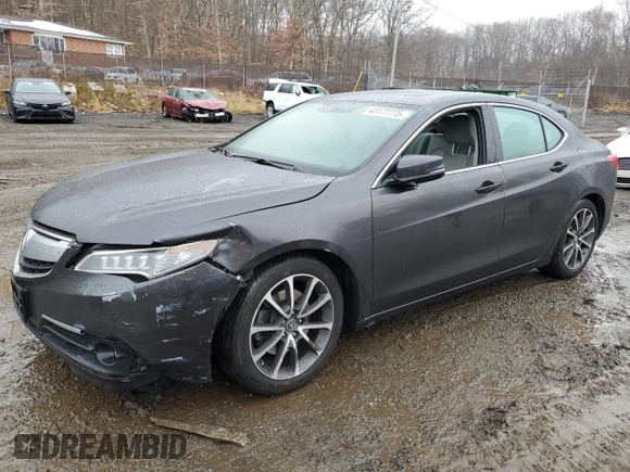 2015 Acura TLX V6 Advance with VIN 19UUB3F75FA000744, listed as a Copart auction lot 43177775 with 94,576 mi miles and Salvage Title. Bid and sale history available at carsss.com. Image 1.