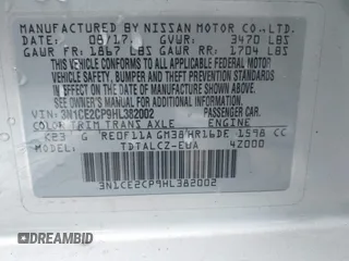 2017 Nissan Note SV with VIN 3N1CE2CP9HL382002, listed as a IAAI auction lot 41662833 with 137,715 mi miles and . Bid and sale history available at DreamBid. Image 9.