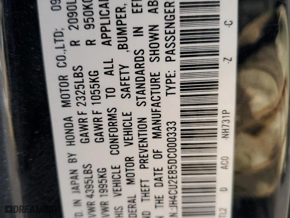 2013 Acura TSX Special Edition with VIN JH4CU2E85DC000333, listed as a Copart auction lot 83358094 with 167093 miles and Salvage Title. Bid and sale history available at carsss.com. Image 12.