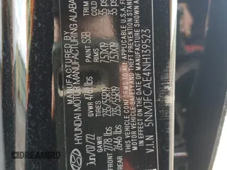 2022 Hyundai Tucson SEL with VIN 5NMJFCAE4NH139523, listed as a Copart auction lot 52510245 with 20,006 mi miles and Salvage Title. Bid and sale history available at carsss.com. Image 14.