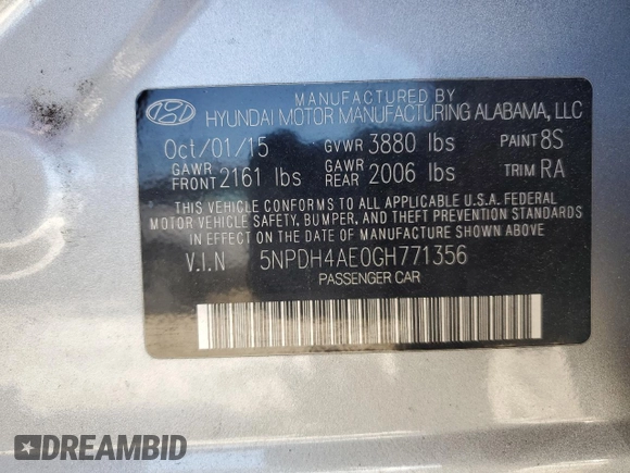 2016 Hyundai Elantra SE z VIN 5NPDH4AE0GH771356, wystawiony jako Copart lot #55256825 z przebiegiem 79 122 mil mil oraz Szkoda całkowita • Salvage title. Historia ofert i sprzedaży dostępna na DreamBid. Obrazek 12.