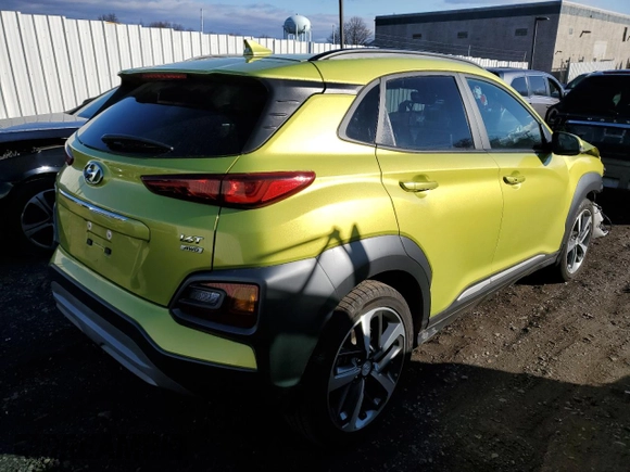 2020 Hyundai Kona Limited with VIN KM8K3CA5XLU486384, listed as a Copart auction lot 42422243 with 9,048 mi miles and . Bid and sale history available at DreamBid. Image 3.