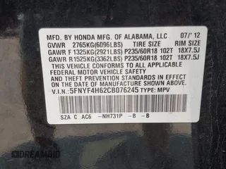 2012 Honda Pilot EX-L с VIN 5FNYF4H62CB076245, выставлен на аукционе IAAI как лот 42390555 с пробегом 209 797 миль миль и . История ставок и продаж доступна на DreamBid. Изображение 9.