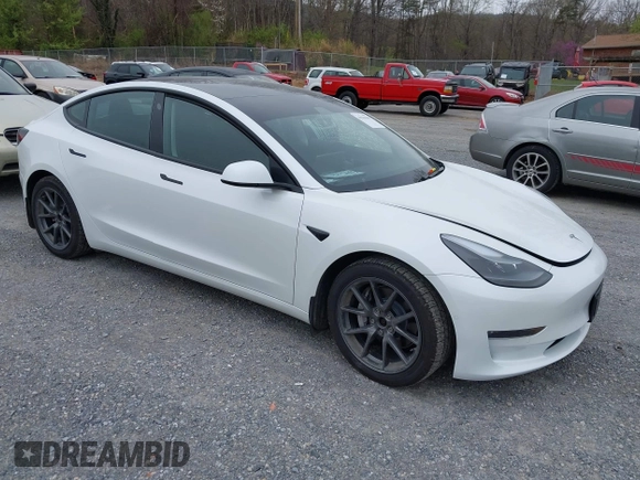 2021 Tesla Model 3 Long Range with VIN 5YJ3E1EBXMF980102, listed as a IAAI auction lot 41944364 with 48,766 mi miles and . Bid and sale history available at carsss.com. Image 1.