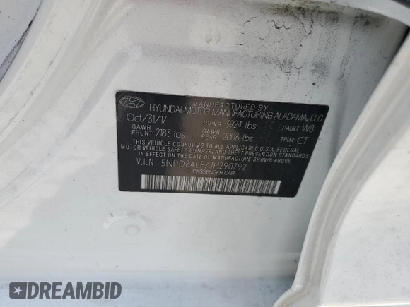 2018 Hyundai Elantra SEL with VIN 5NPD84LF7JH290792, listed as a Copart auction lot 54538955 with 83,089 mi miles and Salvage Title. Bid and sale history available at DreamBid. Image 12.
