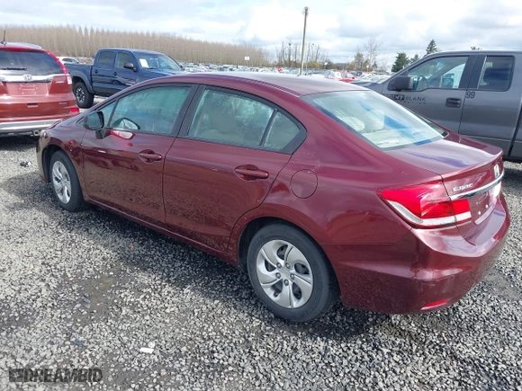 2013 Honda Civic Sdn LX with VIN 2HGFB2F52DH538253, listed as a IAAI auction lot 41824855 with 1 mi miles. Bid and sale history available at carsss.com. Image 3.