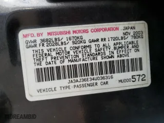 2004 Mitsubishi Lancer LS with VIN JA3AJ36E34U036316, listed as a Copart auction lot 87617655 with 140,855 mi miles and Salvage Title. Bid and sale history available at carsss.com. Image 12.