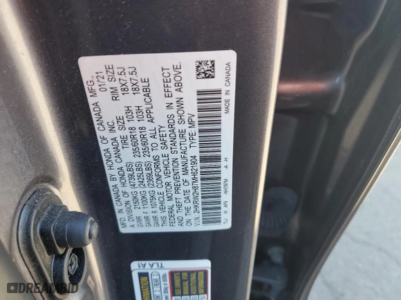 2021 Honda CR-V EX-L with VIN 2HKRW2H87MH621904, listed as a Copart auction lot 50693445 with 46,111 mi miles and Salvage Title. Bid and sale history available at carsss.com. Image 15.