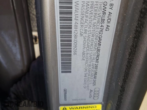 2008 Audi A4 2.0T z VIN WAUAF48H28K009266, wystawiony jako Copart lot #82667214 z przebiegiem 99 717 mil mil oraz Szkoda całkowita • Salvage title. Historia ofert i sprzedaży dostępna na DreamBid. Obrazek 12.