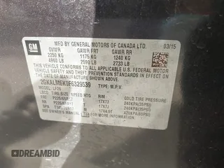 2015 GMC Terrain SLE z VIN 2GKALMEK0F6329539, wystawiony jako IAAI lot #42169270 z przebiegiem 124 312 mil mil oraz . Historia ofert i sprzedaży dostępna na DreamBid. Obrazek 9.