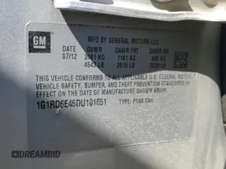 2013 Chevrolet Volt with VIN 1G1RD6E45DU101651, listed as a Copart auction lot 54490455 with 203,022 mi miles and Salvage Title. Bid and sale history available at carsss.com. Image 12.