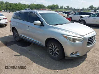 2013 Infiniti JX35 with VIN 5N1AL0MM2DC332434, listed as a IAAI auction lot 42165128 with 182,914 mi miles. Bid and sale history available at carsss.com. Image 1.