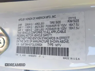 2016 Acura RDX Tech Pkg with VIN 5J8TB4H57GL006824, listed as a IAAI auction lot 41575825 with 234,938 mi miles. Bid and sale history available at carsss.com. Image 9.