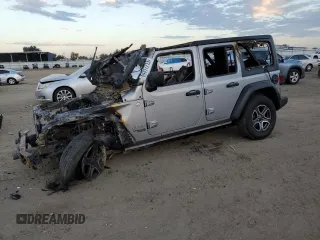 2021 Jeep Wrangler Unlimited Willys with VIN 1C4HJXDM8MW665673, listed as a Copart auction lot 64317713 with Not Provided miles and Salvage Title. Bid and sale history available at DreamBid. Image 1.