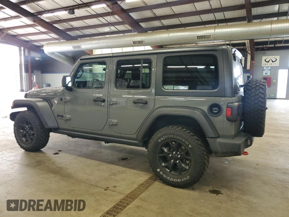 2021 Jeep Wrangler Unlimited Willys with VIN 1C4HJXDNXMW648849, listed as a Copart auction lot 55942895 with 28,240 mi miles and Salvage Title. Bid and sale history available at DreamBid. Image 2.