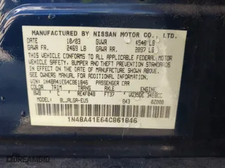 2004 Nissan Maxima SL with VIN 1N4BA41E64C861846, listed as a IAAI auction lot 41911687 with 218,668 mi miles. Bid and sale history available at carsss.com. Image 9.