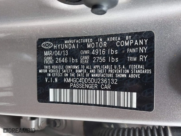 2013 Hyundai Genesis 3.8L with VIN KMHGC4DD5DU236132, listed as a IAAI auction lot 41852706 with 227,017 mi miles. Bid and sale history available at carsss.com. Image 9.