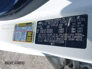 2013 Kia Soul with VIN KNDJT2A54D7572316, listed as a IAAI auction lot 42021696 with 141,638 mi miles. Bid and sale history available at carsss.com. Image 9.