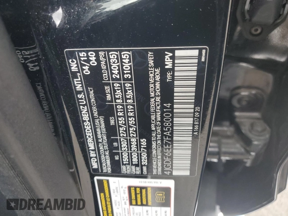 2015 Mercedes-Benz GL with VIN 4JGDF6EE7FA580014, listed as a Copart auction lot 55137704 with 115,624 mi miles and Salvage Title. Bid and sale history available at carsss.com. Image 13.