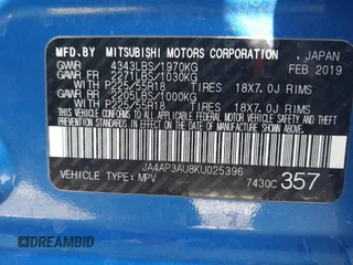 2019 Mitsubishi Outlander ES with VIN JA4AP3AU8KU025396, listed as a IAAI auction lot 42095905 with 98,521 mi miles and . Bid and sale history available at DreamBid. Image 9.