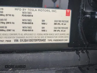 2013 Tesla Model S с VIN 5YJSA1DG7DFP26402, выставлен на аукционе IAAI как лот 42195726 с пробегом 100 890 миль миль и . История ставок и продаж доступна на DreamBid. Изображение 9.
