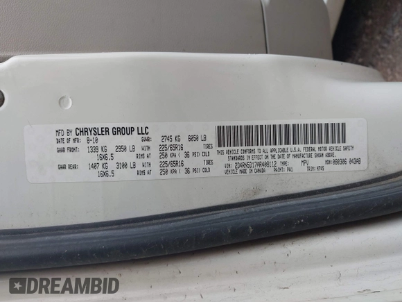 2010 Dodge Grand Caravan SXT with VIN 2D4RN5D17AR408112, listed as a IAAI auction lot 42128842 with 173,862 mi miles and . Bid and sale history available at DreamBid. Image 9.