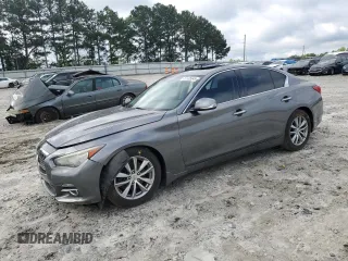 2014 Infiniti Q50 Premium with VIN JN1BV7APXEM675338, listed as a Copart auction lot 57125045 with 58,267 mi miles and Salvage title. Bid and sale history available at DreamBid. Image 1.