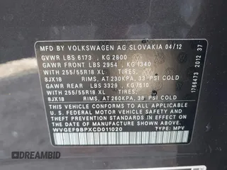 2012 Volkswagen Touareg Sport z VIN WVGEF9BPXCD011020, wystawiony jako IAAI lot #42000763 z przebiegiem 143 470 mil mil oraz . Historia ofert i sprzedaży dostępna na DreamBid. Obrazek 9.