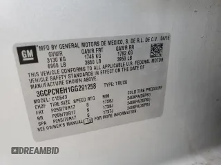 2016 Chevrolet Silverado 1500 LS with VIN 3GCPCNEH1GG291258, listed as a Copart auction lot 85072504 with 239,278 mi miles and Salvage Title. Bid and sale history available at DreamBid. Image 15.