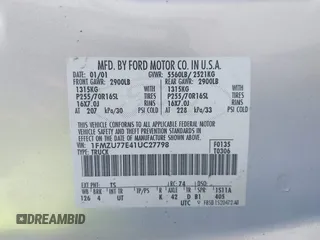 2001 Ford Explorer Sport Trac с VIN 1FMZU77E41UC27798, выставлен на аукционе IAAI как лот 42001901 с пробегом 172 066 миль миль и . История ставок и продаж доступна на DreamBid. Изображение 9.