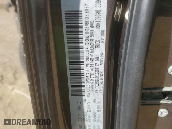 2018 Ram 1500 Big Horn with VIN 3C6RR6LTXJG194157, listed as a Copart auction lot 83219744 with 242,119 mi miles and Salvage Title. Bid and sale history available at carsss.com. Image 15.