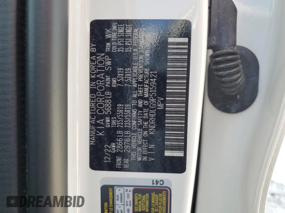 2023 Kia Sorento Hybrid EX with VIN KNDRHDLG9P5159421, listed as a Copart auction lot 75330694 with 42,158 mi miles and Salvage Title. Bid and sale history available at carsss.com. Image 13.