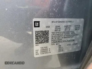 2020 GMC Acadia SLT with VIN 1GKKNULS2LZ182156, listed as a Copart auction lot 50761875 with 91,837 mi miles and Salvage Title. Bid and sale history available at DreamBid. Image 14.