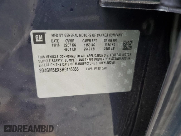 2017 Buick Regal z VIN 2G4GM5EX3H9146833, wystawiony jako Copart lot #83455934 z przebiegiem 124 272 mil mil oraz Nie do naprawy • Non repairable. Historia ofert i sprzedaży dostępna na DreamBid. Obrazek 12.